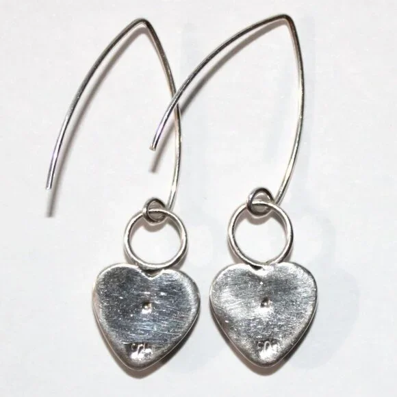 Sterling Silver Heart Earrings - Picture 2 of 4